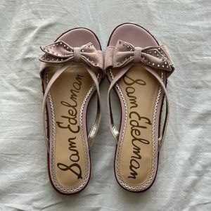 Sam Edelman Baby Pink Studded Bow Flip Flops